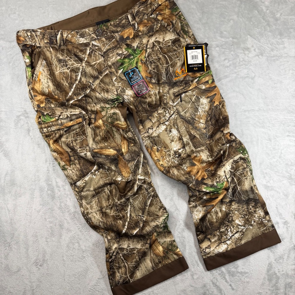 Realtree Edge Mens Techshell Hunting Pants Camo Water Repellent Fleece  2XL